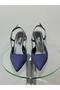 Navy Blue Satin Thin Heeled Women's Shoes - 9