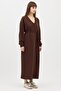 V-Neck Long Sweatshirt Brown - 5