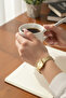 Foniso Model Wicker Strap Oval Case Gold Minimal Women's Wristwatch - 2