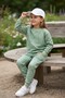 New Season Winter Inner Fleece Batik Pattern Purple-Green-Grey-Pink Colors Bottom Top Set for Girls and Boys - 2