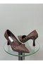 Brown Crocodile Women's Heeled Shoes - 6