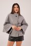 Coat in Cashmere Fabric with a High Neck and Belt in Fawn Color - 6