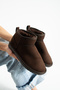 Women's Boots Ultra Mini Brown Suede Fully Fur Lined Winter Thin Sole
