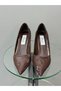 Brown Crocodile Women's Heeled Shoes - 8