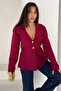 Burgundy Shawl Collar Jacket with Side Gathered Gold Buttons Standard Size - 4