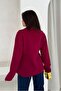 Burgundy Shawl Collar Jacket with Side Gathered Gold Buttons Standard Size - 6