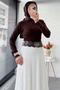 Lace Textured Flared Long Skirt – White - 8