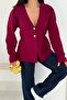 Burgundy Shawl Collar Jacket with Side Gathered Gold Buttons Standard Size