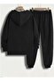 Minimalist Feather Printed Hoodie Set - 2