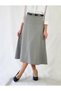 Belt-Detail Midi-Length Loose Checked Seasonal Woven Skirt