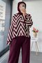 High Waist Pleated Detailed Flowy Palazzo Pants - Burgundy - 4