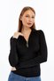 Silver Zipper Long Sleeve T-Shirt Blouse Fingerless