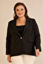 Women's Plus Size Single Button Decorative Flap Pocket Shoulder Pad Layer Lined Woven Jacket - 7