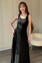 Modal Fabric Boat Neck Double Black Dress Set - 6
