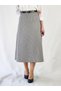 Belt-Detail Midi-Length Loose Checked Seasonal Woven Skirt - 4