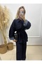 Tie-Up Dark Blue Jacket Pants Denim Set - 2