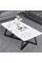 White Marble Stone Top Sleek Design Coffee Table For Modern Living Room Sofa Table 100 CM - 4