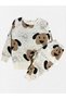 Boys' 100% Cotton White Color Doggy Paw Patterned Long Sleeve Fleece-Lined Winter Pajamas Set - 2