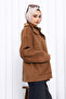 Camel Zippered Lined Oversized Cashmere Coat - 4