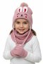 Rabbit & Pompom Girls' Winter Knitted Scarf Beanie Gloves 3-Piece Set