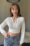 V Neck Draped White Bodysuit - 3