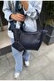 Women's Navy Blue Mini Wallet Large Size Shoulder Bag with Gift 25X40Cm - 2