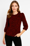 Women's Crew Neck Flexible Patterned Sporty Stylish Three Quarter Sleeve Blouse - 2
