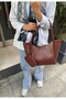 Women's Burgundy Mini Wallet Large Size Shoulder Bag with Gift 25X40Cm - 2
