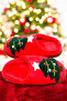 New Year Slippers. House Slippers. Red Slippers - 5