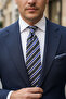 Navy Blue Striped Pure Silk Tie - 2