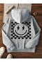 سويت شيرت Checkerboard Lightning Smiley – للجنسين قصة فضفاضة