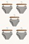 5 Pieces Gray Cotton Basic Daily Women's Bikini Panties – Regular Waist, Non-Marking, Flexible and Comfortable