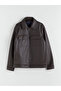 Vizyon New Season Standard Fit Shirt Collar Men's Leather-Look Coat - 6