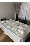 Colber Stripe Detailed Worry-Free Tablecloth Dinner Set for 12 People 26 Pieces - Table 160X220 - 6