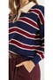 Women's Striped Polo Collar Knit Sweater - 2