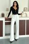 Women's V-Neck Gold Detailed Long Sleeve Blouse – Black, Coffee, White, Burgundy 10136 - 8