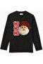 Long-Sleeved Santa Claus Hohoho Printed Cotton Children's T-Shirt with Embroidery Image
