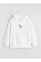 Ecru Hooded Printed Girls' Thick Sweatshirt - 3