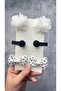 Handmade White 6-Piece Frida Bow Pompom Children's Buckle Set - 3
