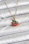 316L Steel Chain Gold Color Christmas Themed Women's Necklace with Sleigh and Pine Tree Figures -
