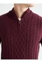 Lcwaikiki Classic Plum Zippered Stand Collar Men's Knitwear Sweater - 3