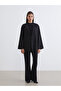 Lcw Modest Black Shawl Collar Striped Oversized Women's Kimono - 2