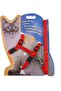 Reflective Adjustable Cat Collar and Harness with Leash (Red)