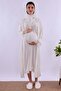 Cotton Maternity Set with Hijab and Breastfeeding Features, 5 Pieces Effortt - Ecru Color - 2
