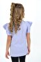 Girl's Printed Crew Neck Ruffle Sleeve T-Shirt - 4