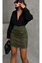 Stretch Fabric Suede Mini Skirt - 2
