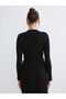 Black Crew Neck Drawstring Women's Knit Sweater - 4