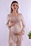 Adjustable Waist Elastic Long Robe Maternity Pajama Set Effortt - Brown - 6