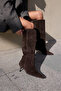 MARELLO Women's Brown Genuine Suede Heeled Boots - 6