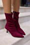 Savella Women's Burgundy Suet Stretch Boots - 5